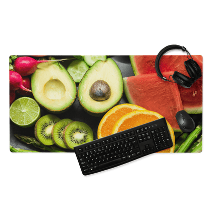 Vibrant fruit gaming mouse pad with sliced avocados lime kiwi watermelon
