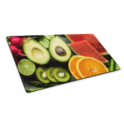 Vibrant fruit gaming mouse pad with sliced avocado lime kiwi watermelon print