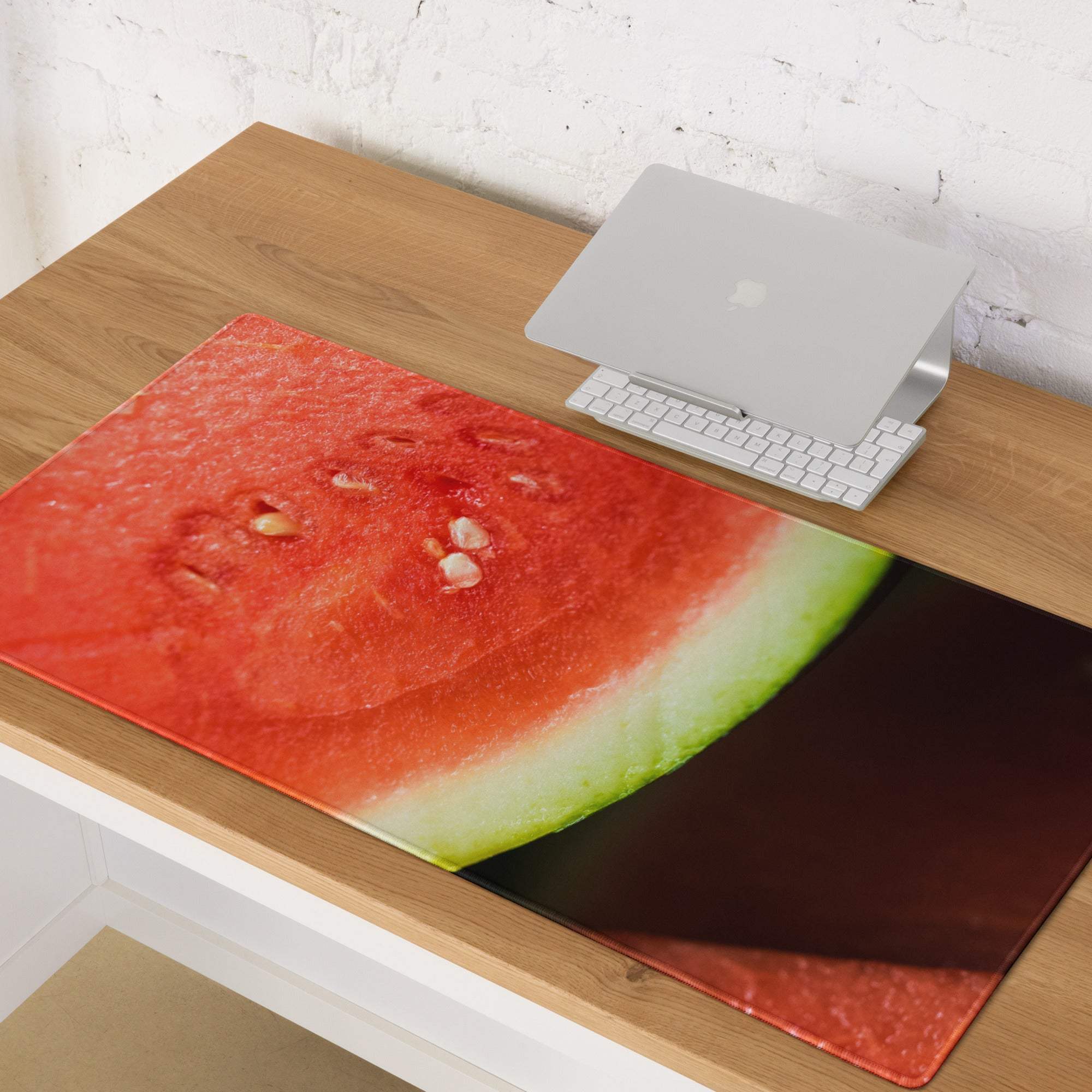 Vibrant red green watermelon slice gaming mouse pad large glossy non-slip