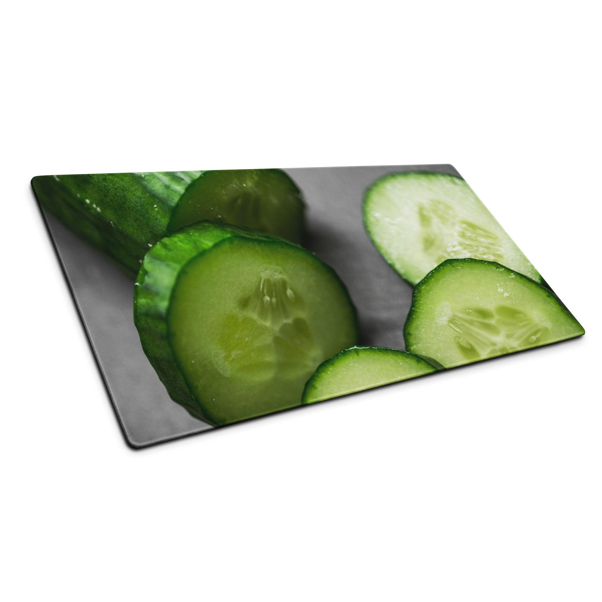 High performance oversized gaming mouse pad with glossy green cucumber slice design