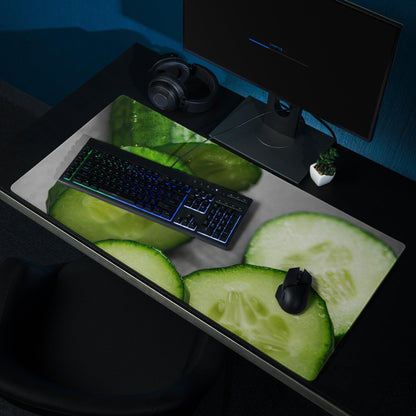 High performance oversized gaming mouse pad with vibrant green cucumber slice design