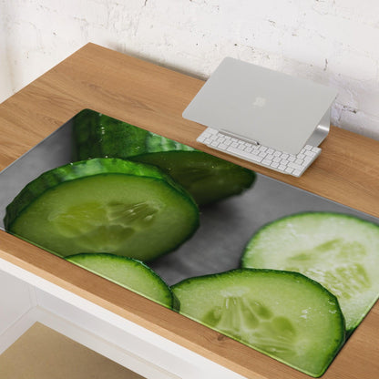 High performance oversized gaming mouse pad with fresh green cucumber slices