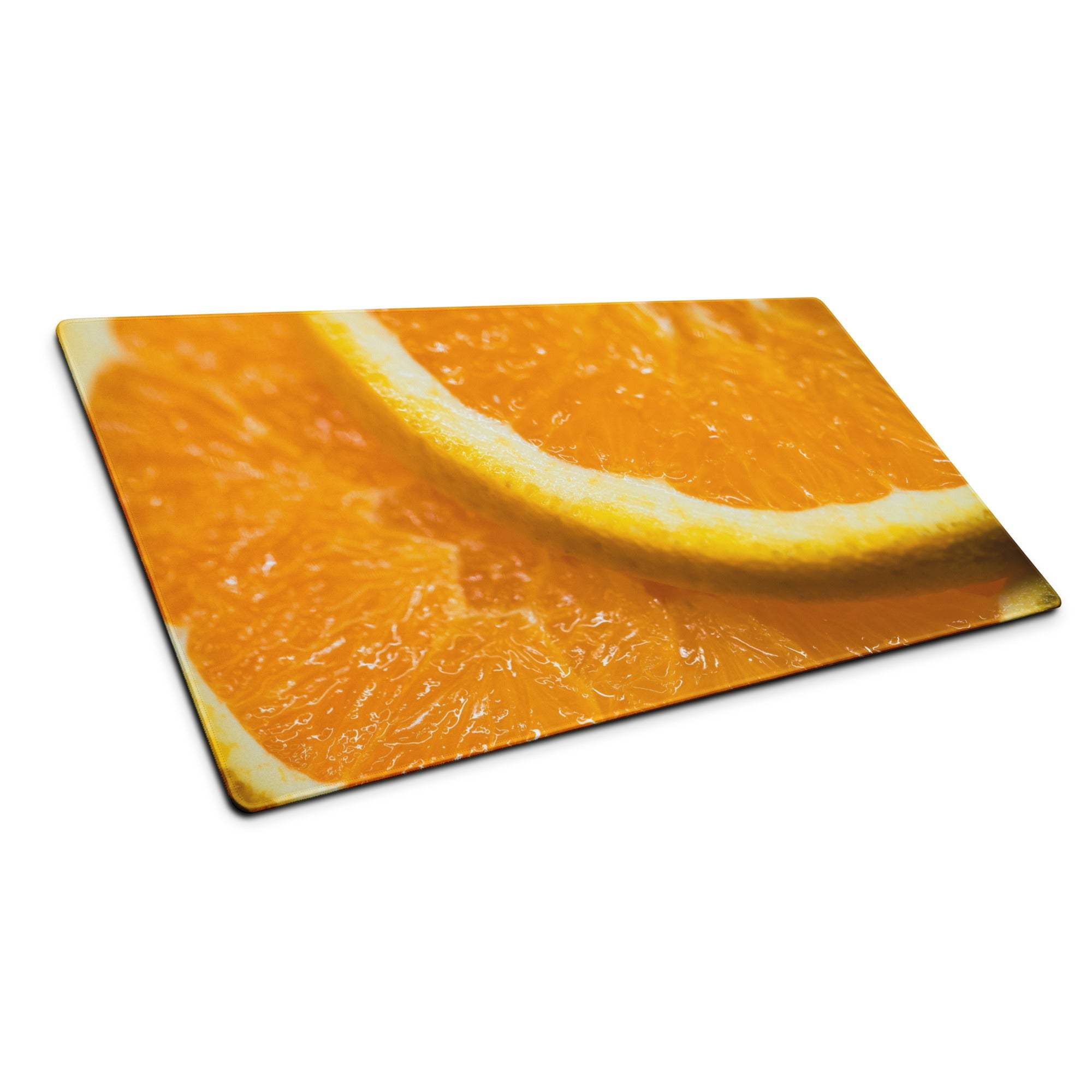 Vibrant orange slice printed glass cutting board mouse pad with non-slip base