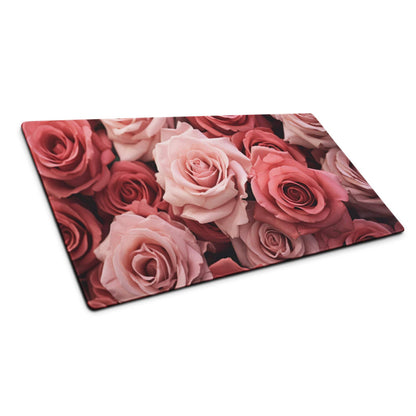 Elegant pink roses large non-slip gaming mouse pad on cutting board