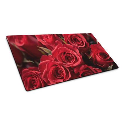 Rectangular glass cutting board with romantic red rose floral print