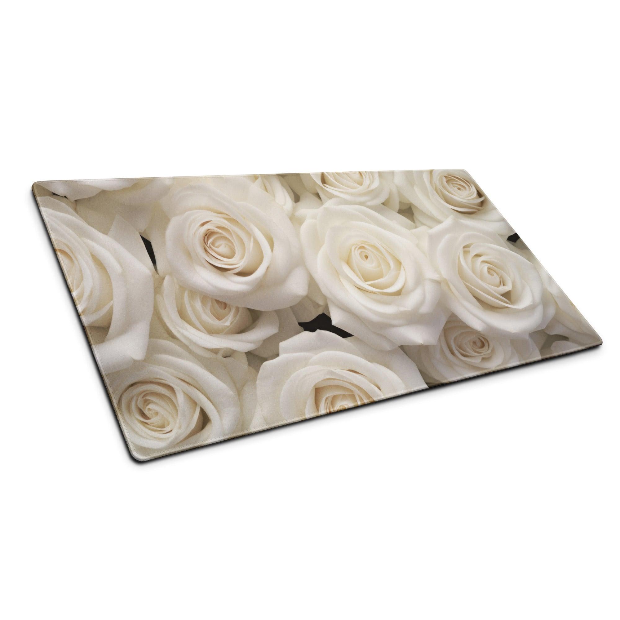 Elegant white rose rectangular glass cutting board with non-slip base
