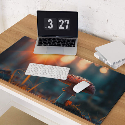 Dreamy Sunset Mushroom gaming mouse pad with non-slip backing