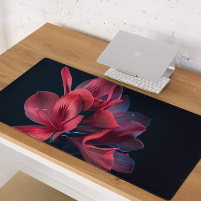 Elegant red floral large gaming mouse pad with non-slip backing for Dota 2 CSGO
