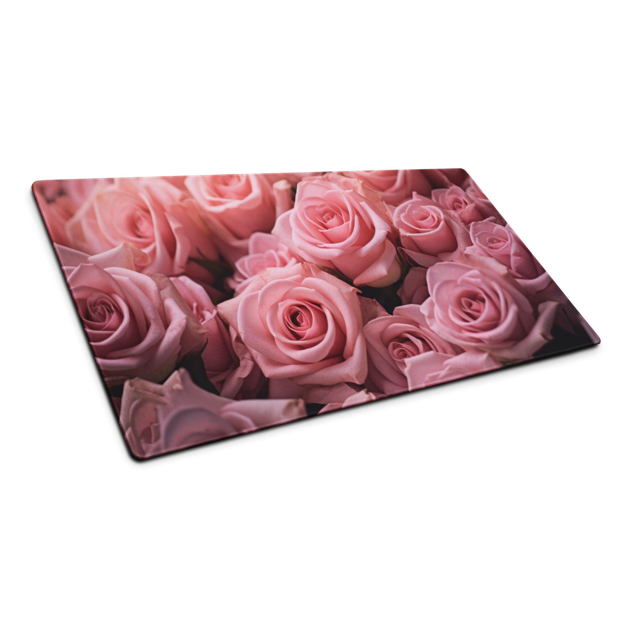Rectangular pink rose-patterned glass cutting board
