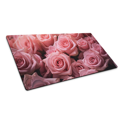Rectangular pink rose-patterned glass cutting board