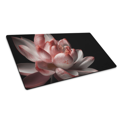 Pink lotus canvas print on large gaming mouse pad with non-slip base