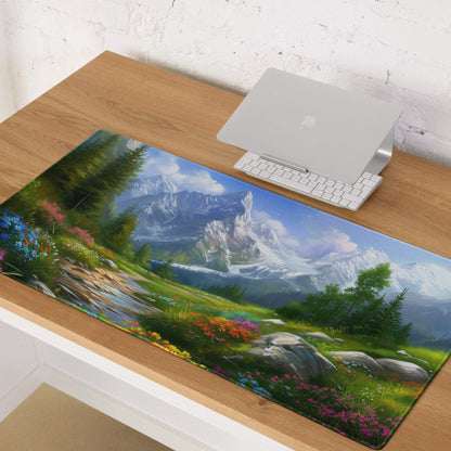 Vibrant mountain landscape gaming mouse pad with non-slip base
