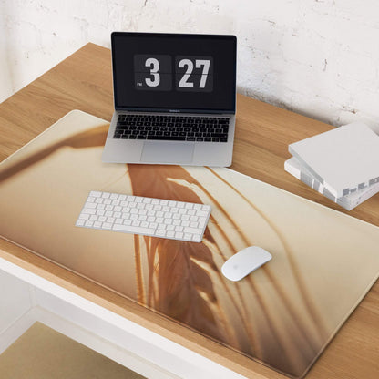 Sunset style golden wheat field gaming mouse pad with non-slip base