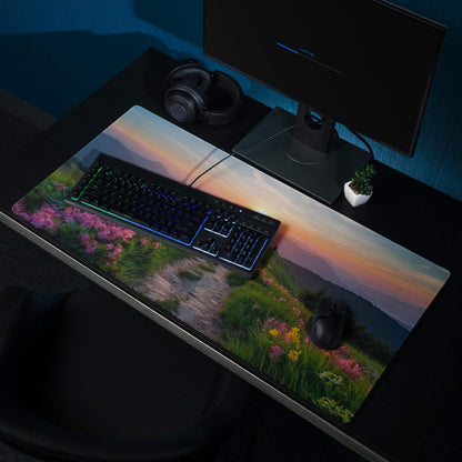 Vibrant sunset mountain landscape large non-slip stitched gaming mouse pad