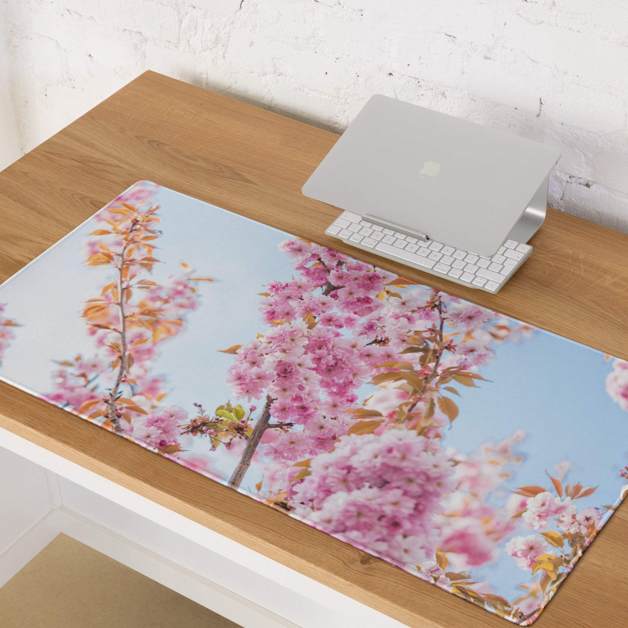 Pink cherry blossom print extra large gaming mouse pad