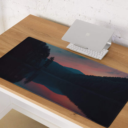 Large non-slip gaming mouse pad with calm sunset lake design for Dota CSGO