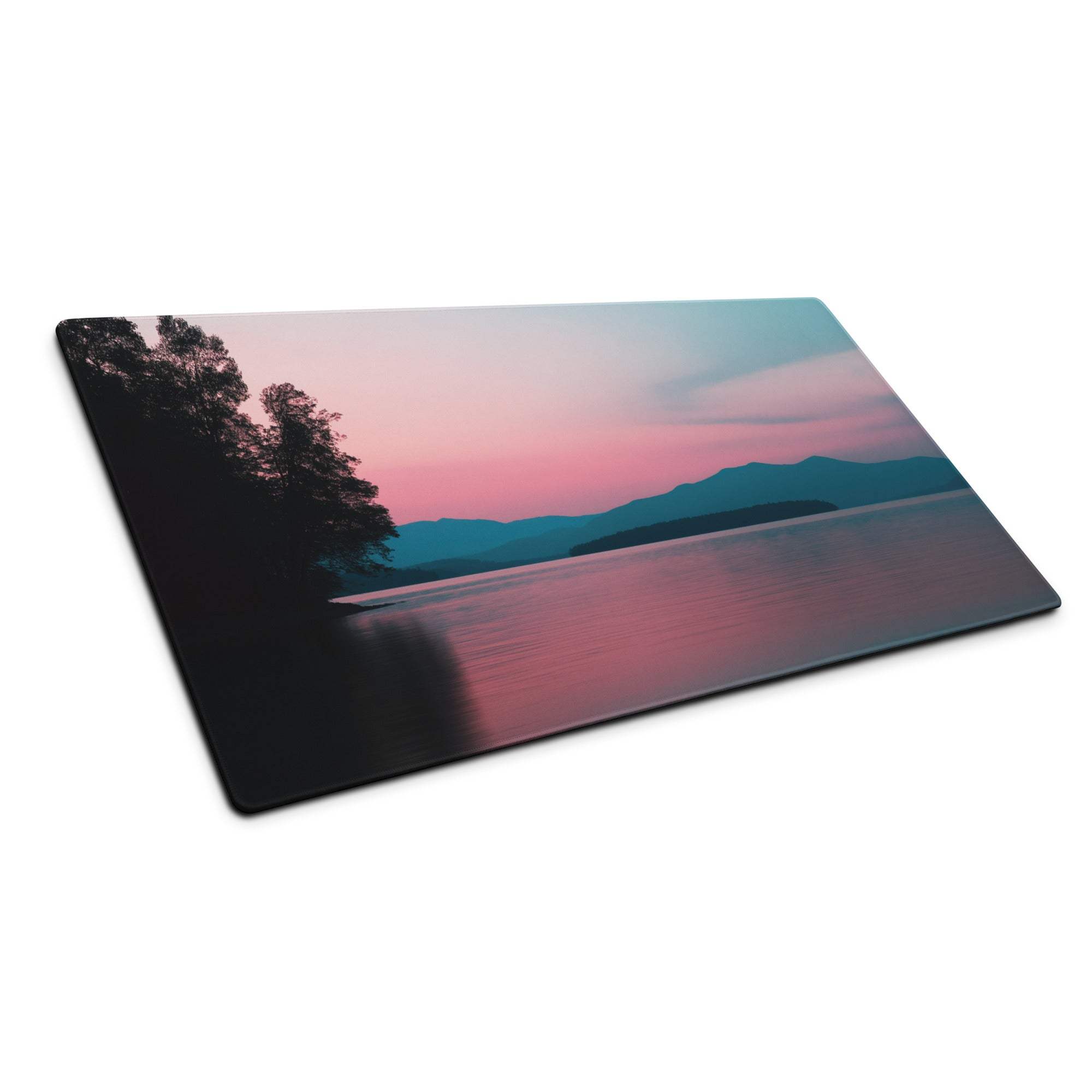 Scenic sunset over water on rectangular glass cutting board mouse pad