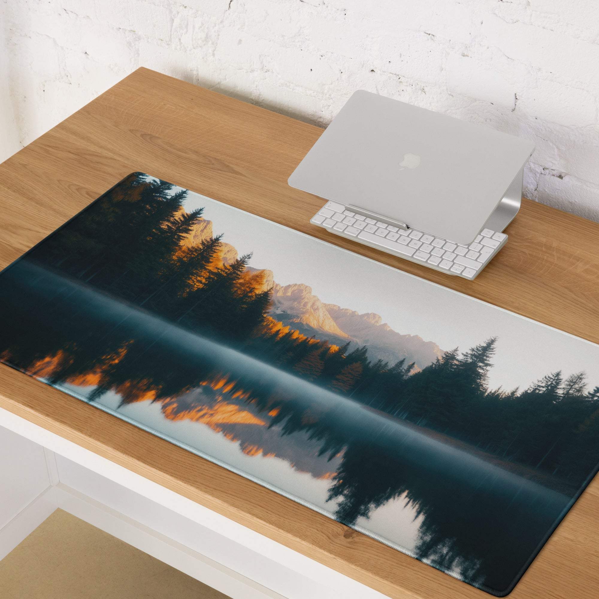 Golden Hour Mountain Lake Gaming Mouse Pad with Non-Slip Backing