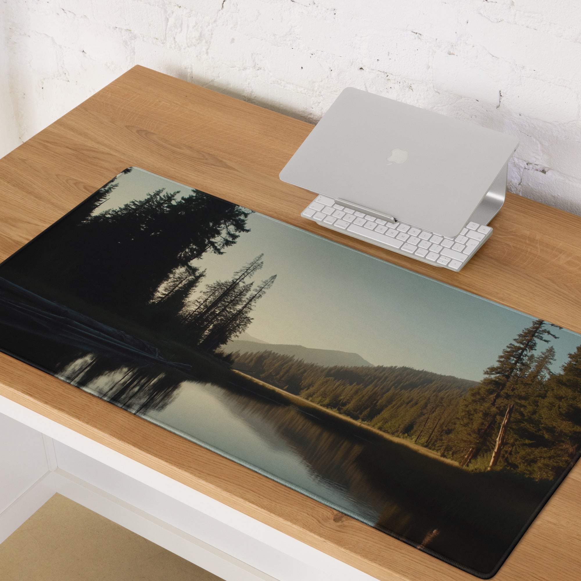 Large Forest Landscape Gaming Mouse Pad with serene lake scene