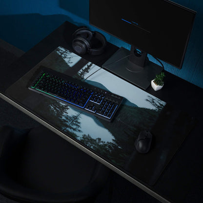 Black Forest Serenity gaming mouse pad with mountain lake print