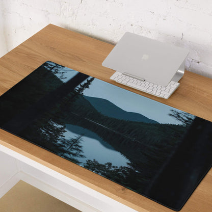 Forest Serenity large gaming mouse pad with serene mountain lake scene