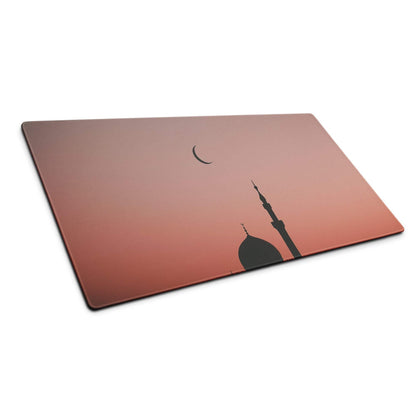 Minimalist mosque silhouette rose sunset gaming mouse pad with large non-slip surface
