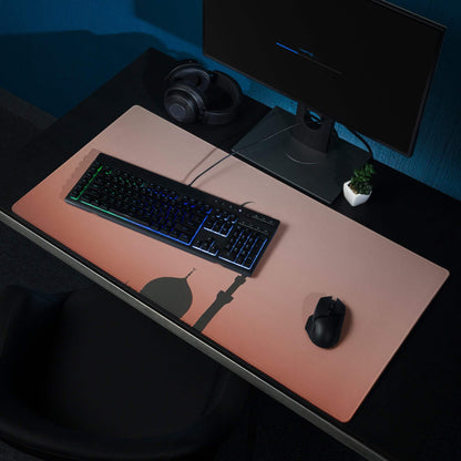 Minimalist rose sunset mosque silhouette gaming mouse pad with Eiffel dome