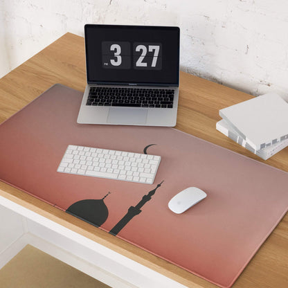 Minimalist rose-pink mosque silhouette gaming mouse pad