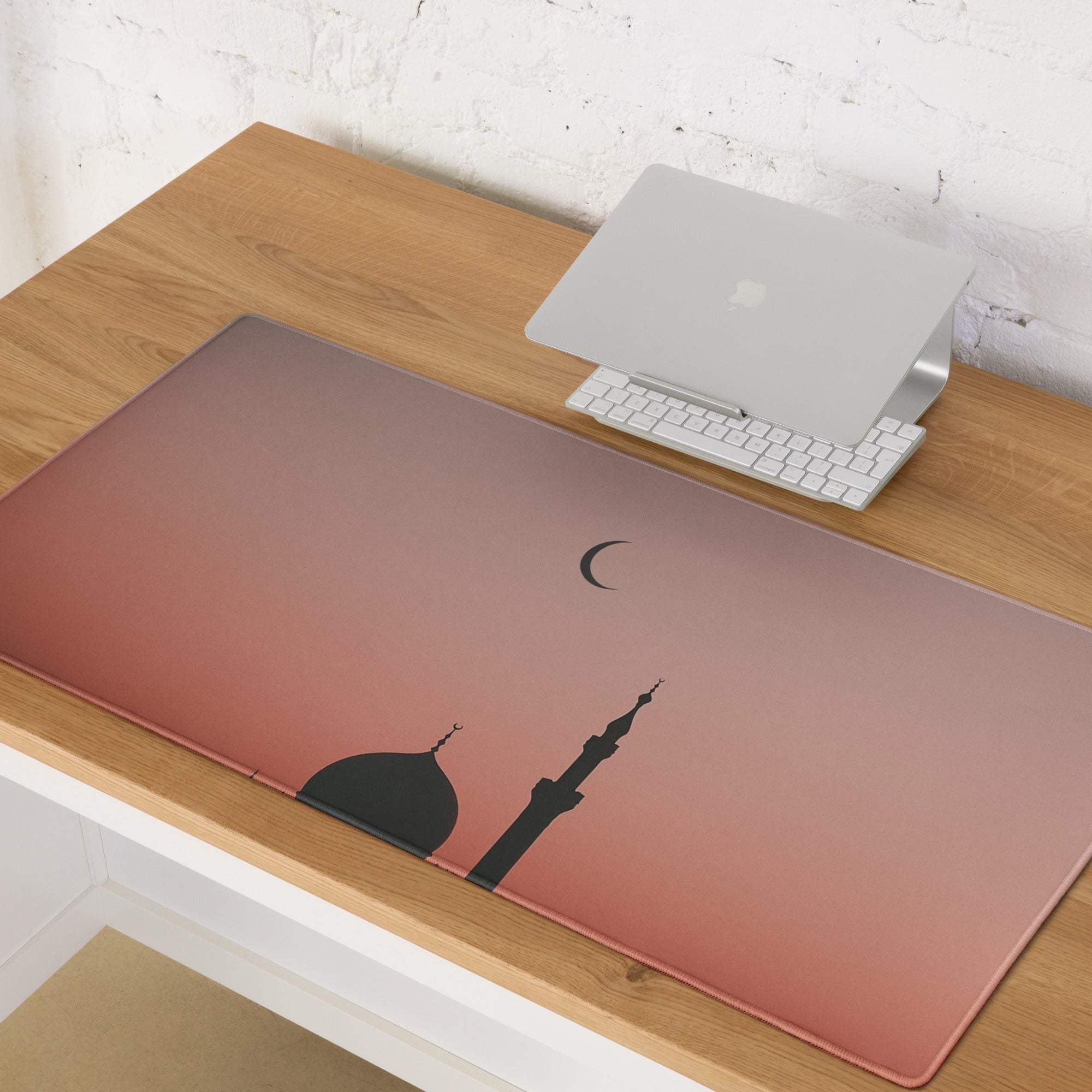 Minimalist rose sunset mosque silhouette gaming mouse pad