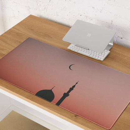 Minimalist rose sunset mosque silhouette gaming mouse pad