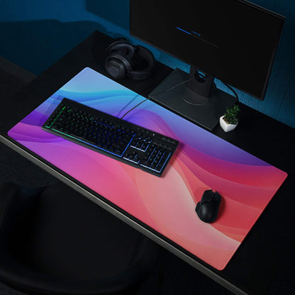 Vibrant gradient large gaming mouse pad with non-slip base and stitched edges