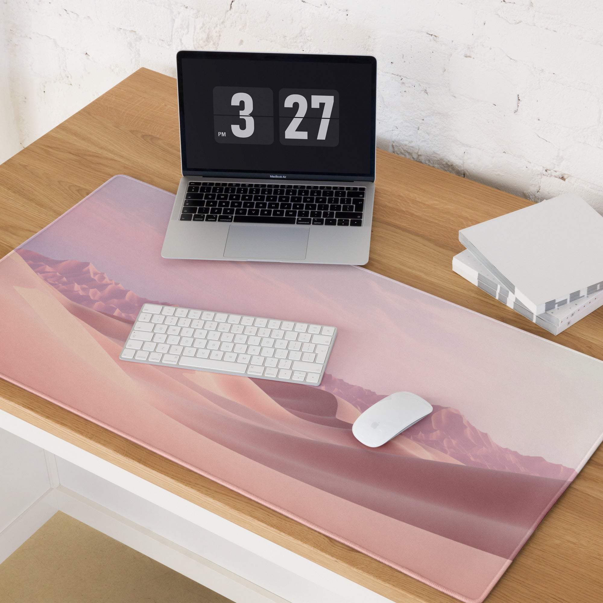 Pink mountain landscape on Pastel Desert Dunes gaming mouse pad