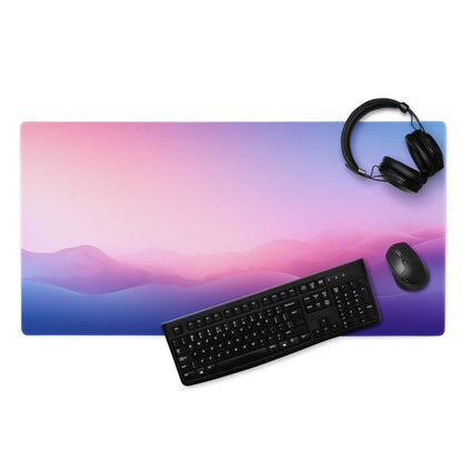 Pastel gradient pink-to-purple stitched gaming mouse pad with non-slip base