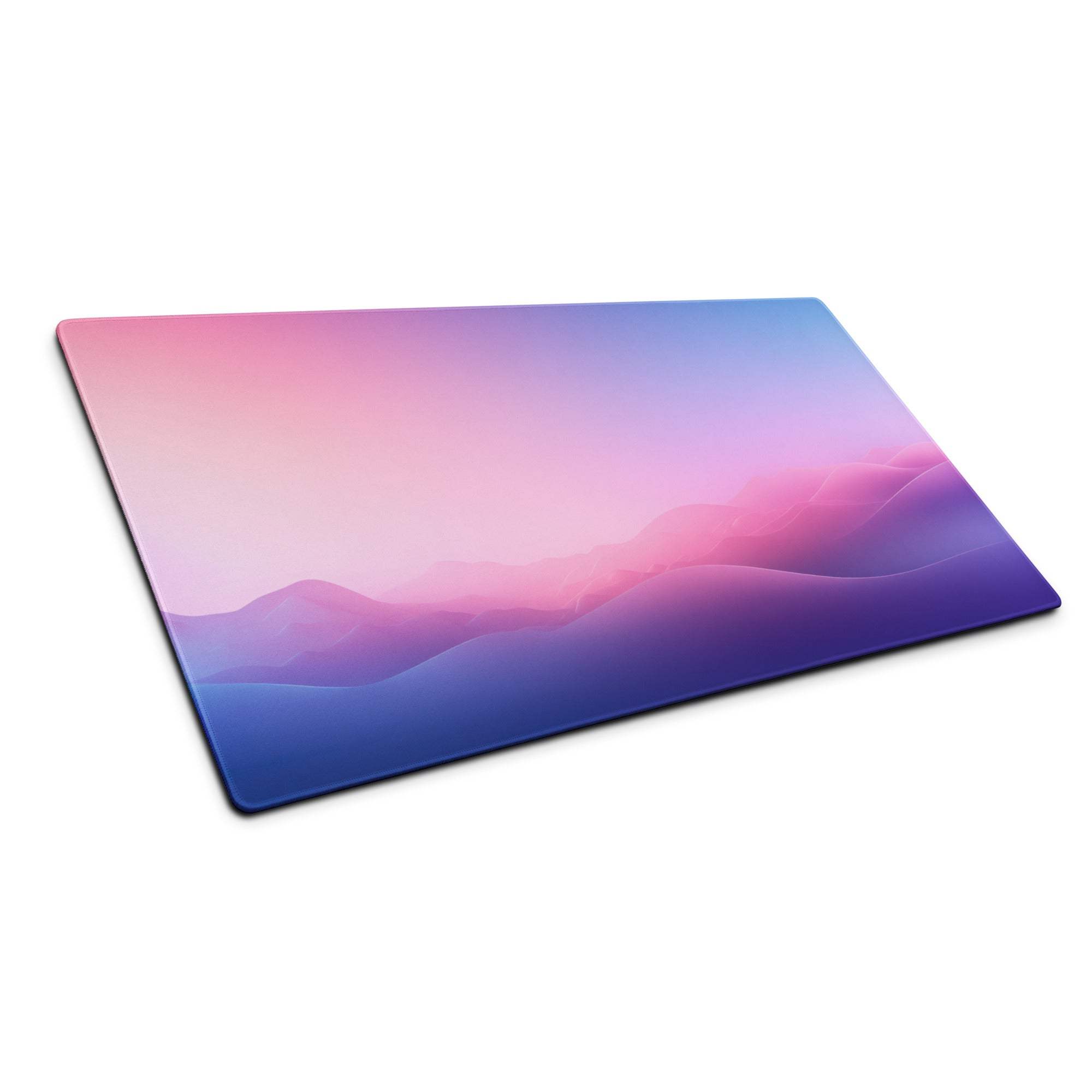 Pastel gradient edge stitched large gaming mouse pad with non-slip base