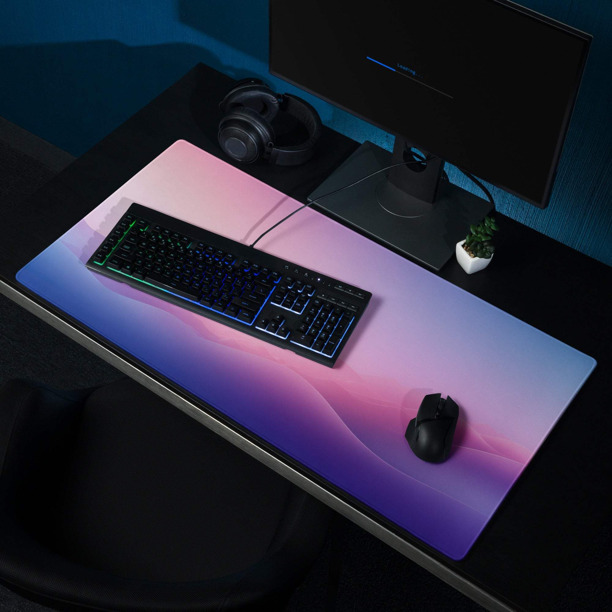 Pastel gradient pink to purple stitched gaming mouse pad large non-slip esports