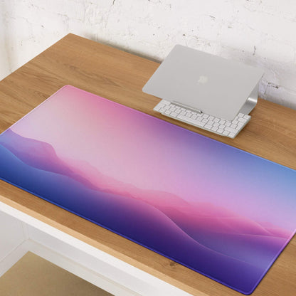Pastel gradient edge stitched gaming mouse pad with pink purple hues