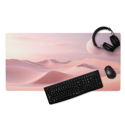 Dreamy Desert Dunes pastel pink large stitched gaming mouse pad