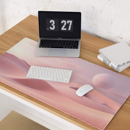 Dreamy Desert Dunes pastel pink large stitched gaming mouse pad