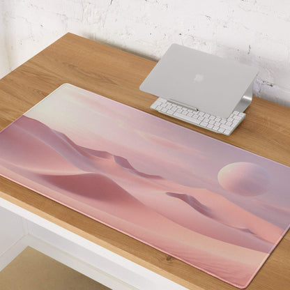 Dreamy Desert Dunes pastel pink large gaming mouse pad with dunes