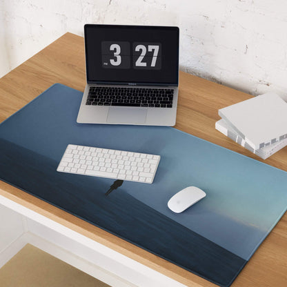 Blue Mist Horizon Fog large gaming mouse pad with smooth gradient design