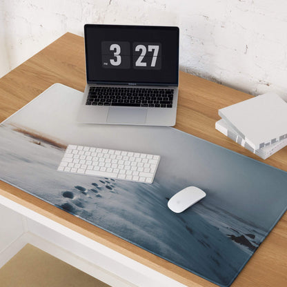 Blue gray abstract landscape on Calm Winter large gaming mousepad