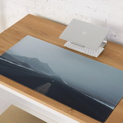 Calm snowy road in blue mist mood extra large gaming mouse pad