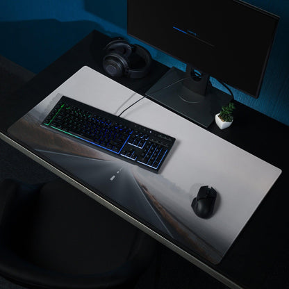 Professional Ultra Wide Misty Gray Mood Gaming Mouse Pad with black and white road design