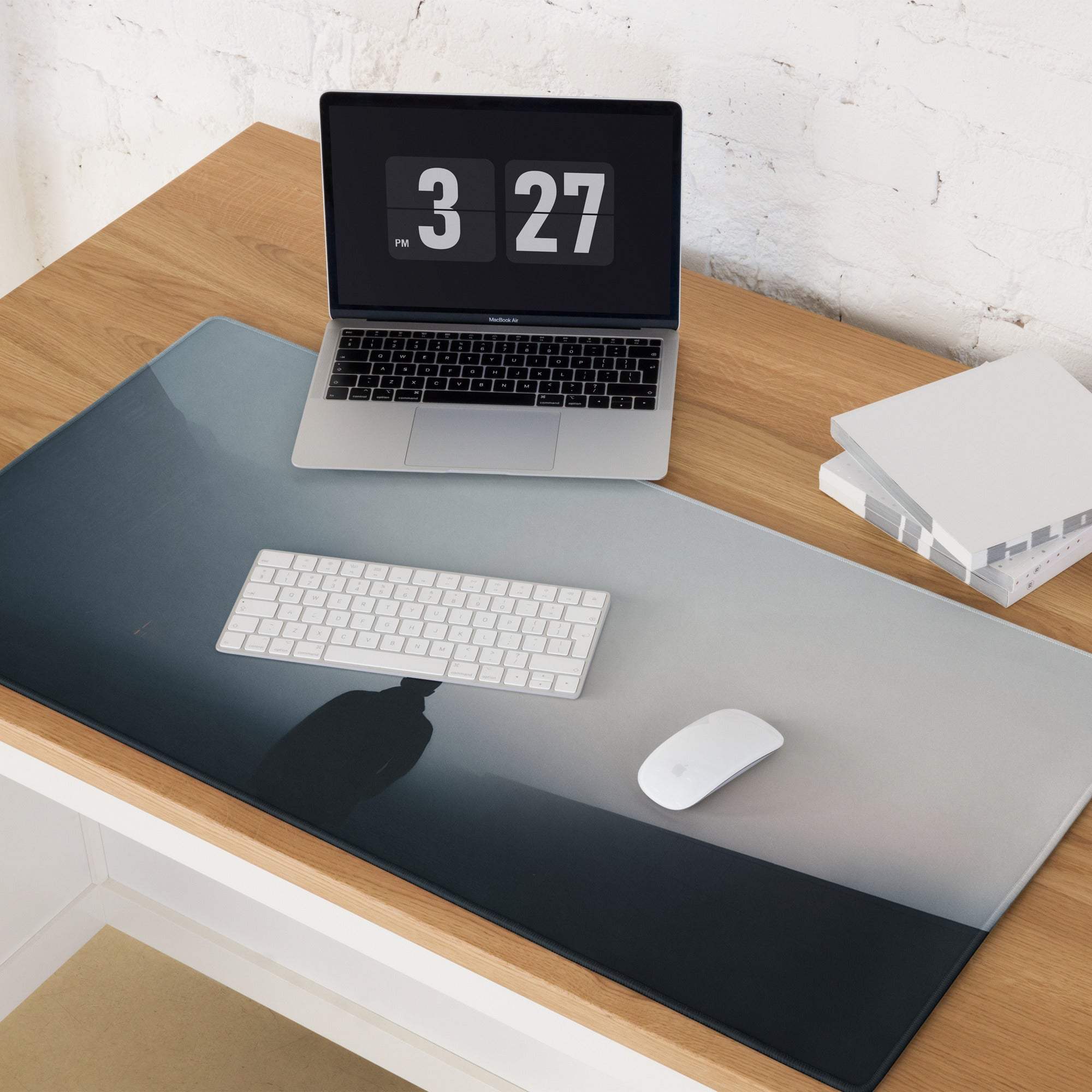 Black and gray gradient glossy gaming mouse pad with non-slip base