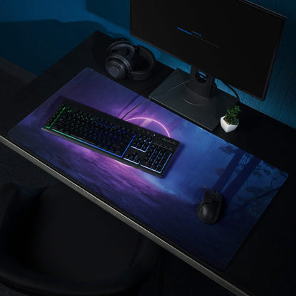 Purple blue gradient fantasy forest Mystic Neon Forest gaming mousepad