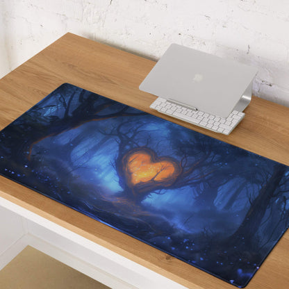 Epic Enchanting Fantasy Forest Heart Grove gaming mouse pad on desk