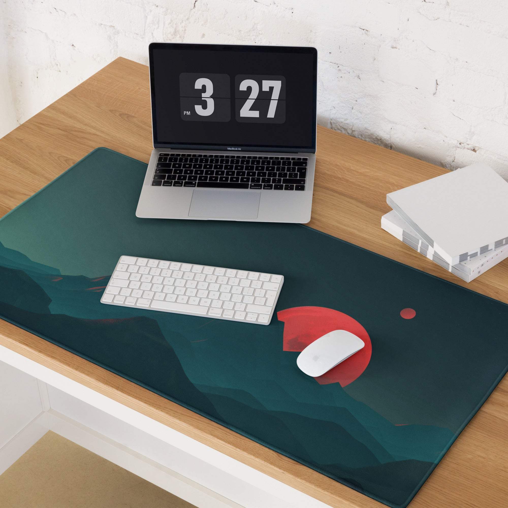 Epic Mountain Landscape Teal Gaming Mouse Pad with Mouse Design