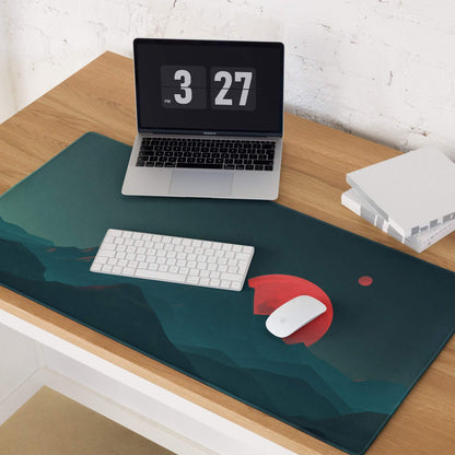 Epic Mountain Landscape Teal Gaming Mouse Pad with Mouse Design