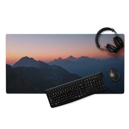 Minimalist mountain sunset warm orange large gaming mouse pad