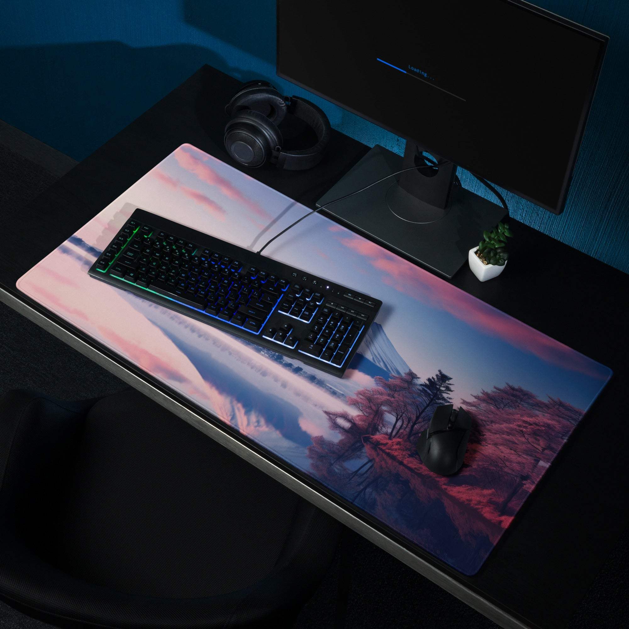 Dreamy Mount Fuji pink sunset ultra large non-slip gaming mouse pad